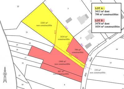 Terrain constructible - 3 415 m²