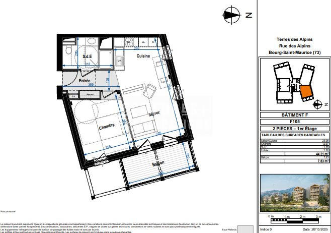 Appartement - 44 m² - 2 pièces