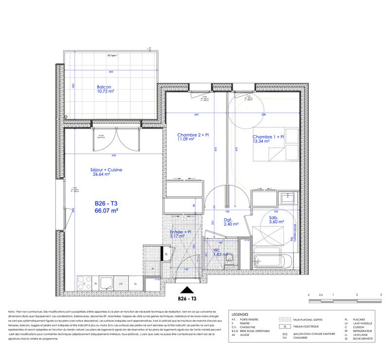Appartement - 66 m² - 3 pièces