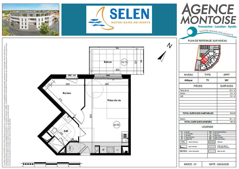 Appartement - 41 m² - 1 pièce