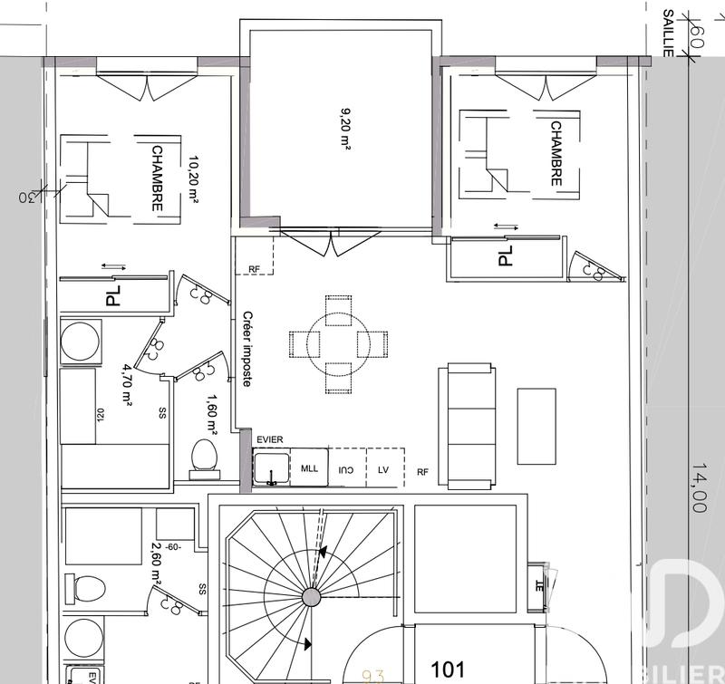 Appartement - 53 m² - 3 pièces