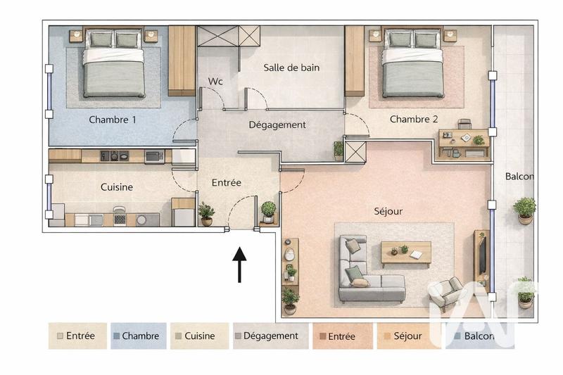 Appartement - 60 m² - 3 pièces