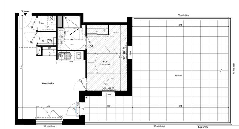 Appartement - 45 m² - 2 pièces