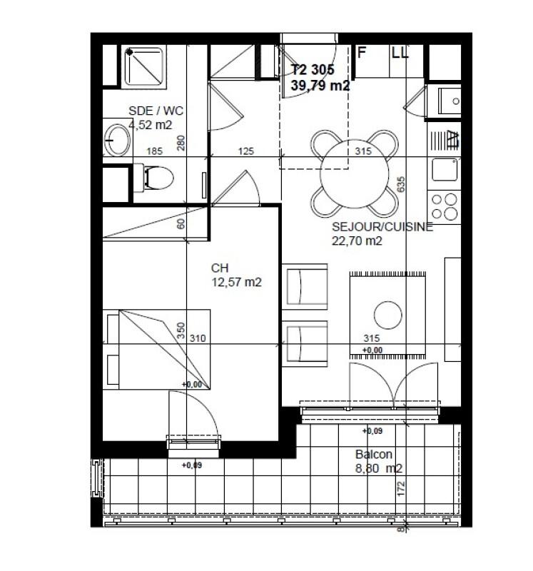 Appartement - 39 m² - 2 pièces