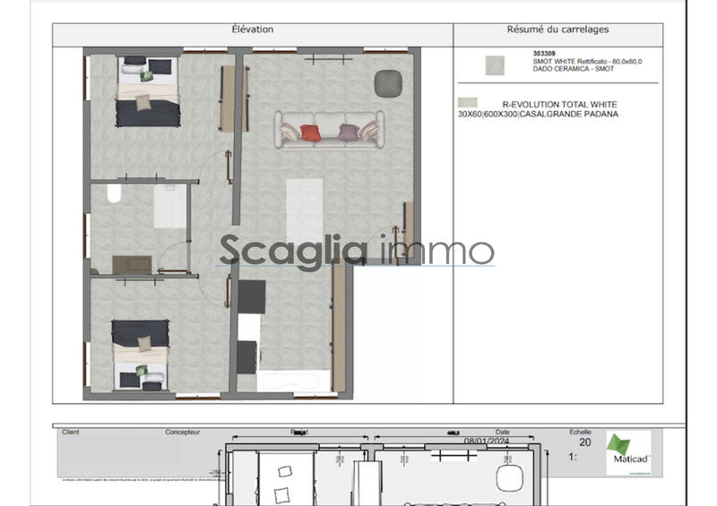 Appartement - 65 m² - 3 pièces