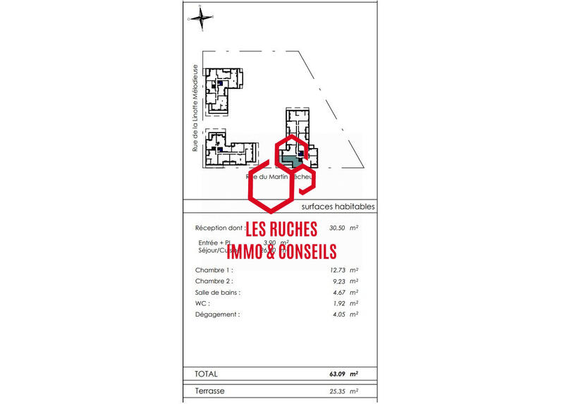 Appartement - 63 m² - 3 pièces