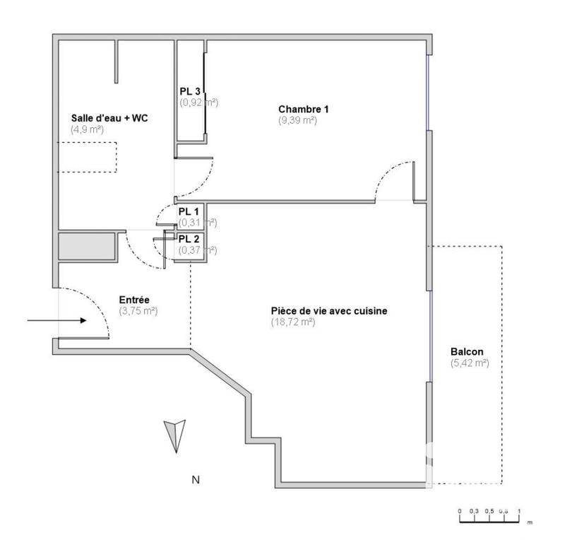 Appartement - 38 m² - 2 pièces