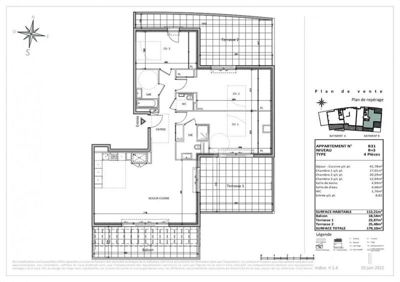 Penthouse - 112 m² - 4 pièces