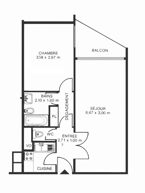 Appartement - 45 m² - 2 pièces