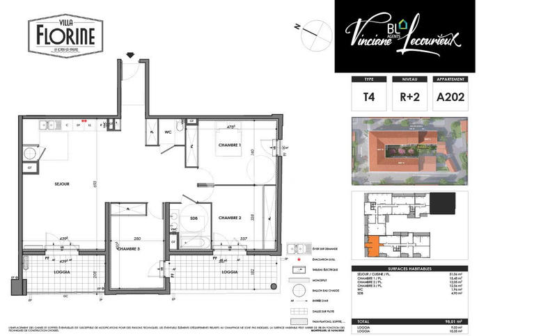 Appartement - 63 m² - 3 pièces