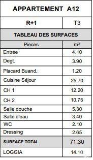 Appartement - 71 m² - 3 pièces