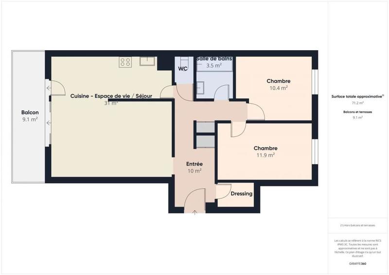 Appartement - 73 m² - 3 pièces