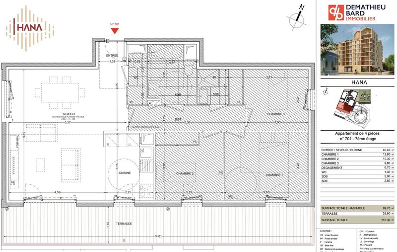 Appartement - 89 m² - 4 pièces