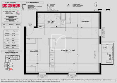 Appartement - 61 m² - 3 pièces