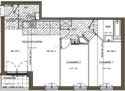 Appartement - 58 m² - 3 pièces