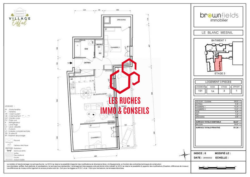 Appartement - 66 m² - 3 pièces