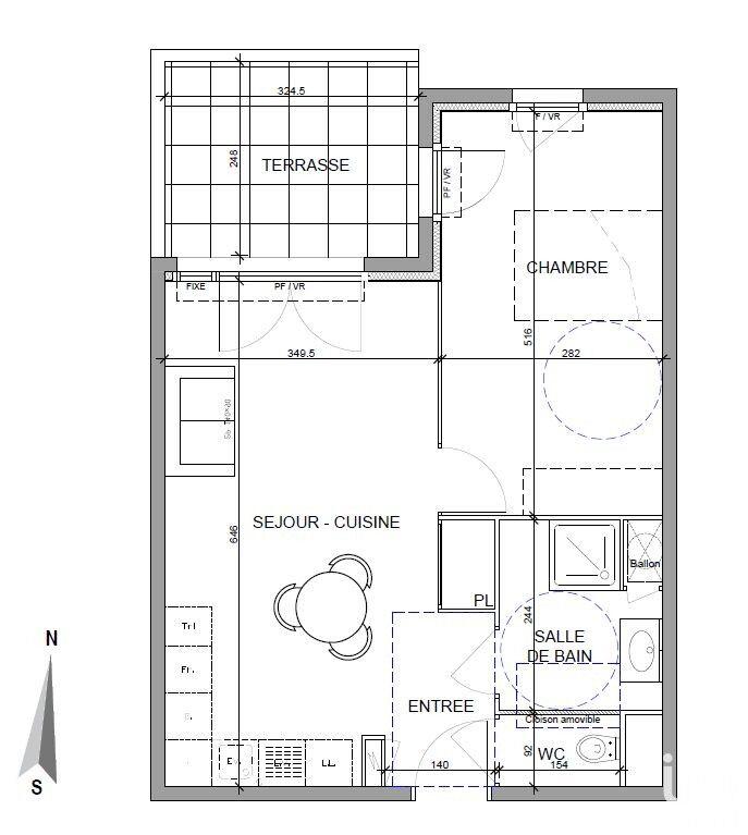 Appartement - 51 m² - 2 pièces