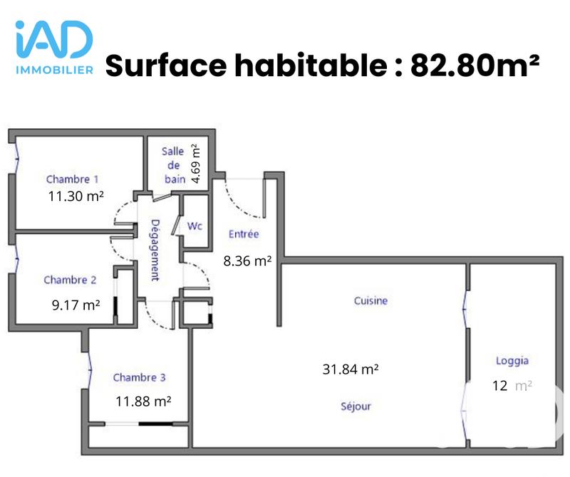 Appartement - 83 m² - 4 pièces