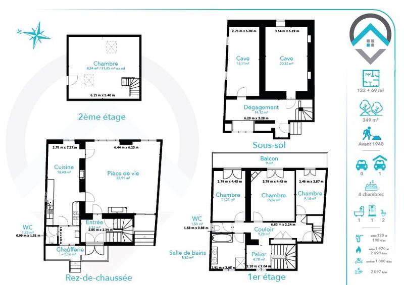 Maison - 133 m² - 6 pièces