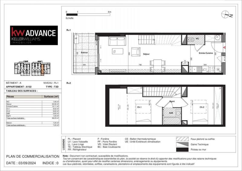 Appartement - 66 m² - 3 pièces