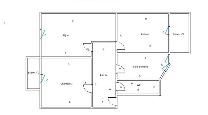Appartement - 60 m² - 2 pièces