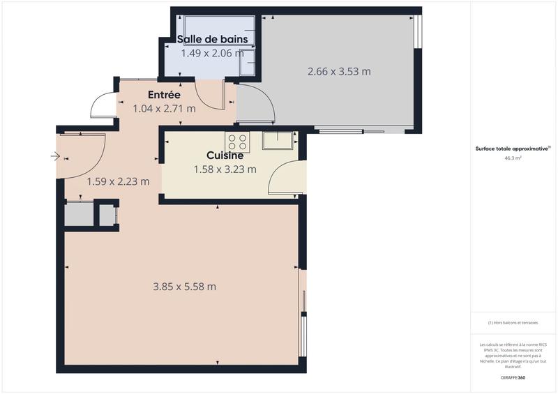 Appartement - 49 m² - 2 pièces