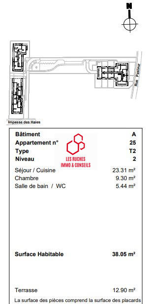 Appartement - 39 m² - 2 pièces