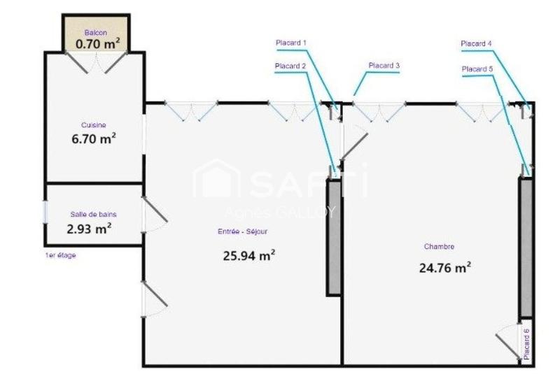 Appartement - 60 m² - 2 pièces