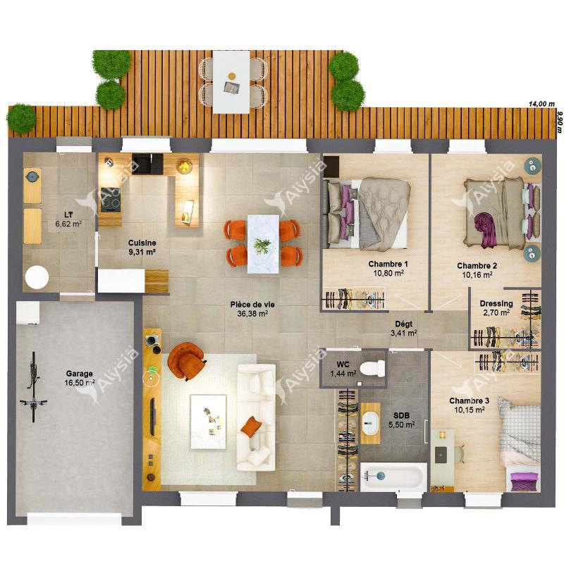 Maison - 97 m² - 5 pièces