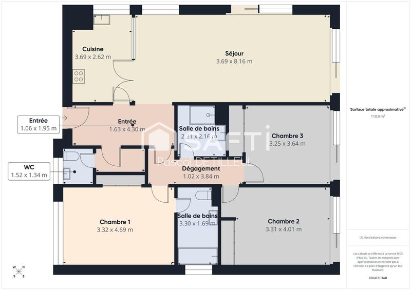 Appartement - 110 m² - 5 pièces