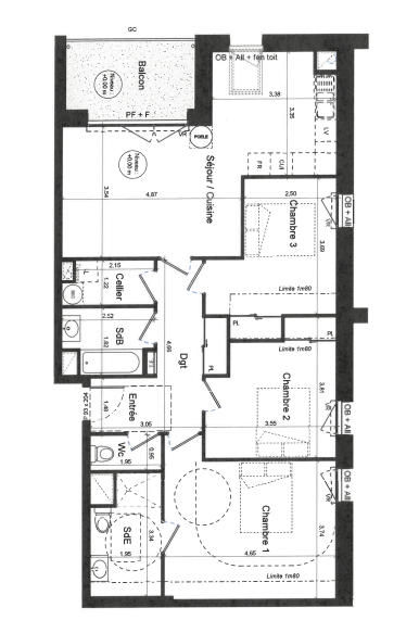 Appartement - 91 m² - 4 pièces