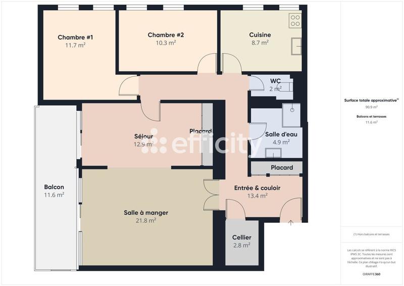 Appartement - 91 m² - 4 pièces