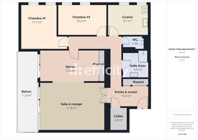 Appartement - 91 m² - 4 pièces