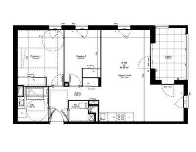 Appartement - 63 m² - 3 pièces