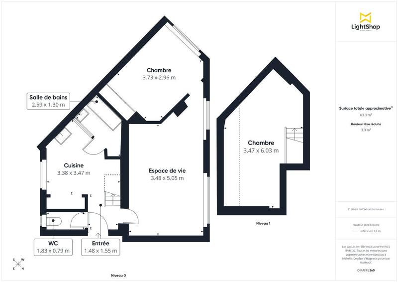 Duplex - 59 m² - 3 pièces