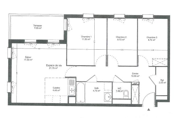 Appartement - 71 m² - 4 pièces