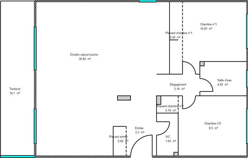 Appartement - 75 m² - 3 pièces