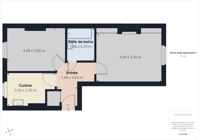 Appartement - 48 m² - 2 pièces