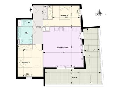 Appartement - 69 m² - 3 pièces