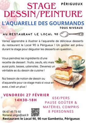 Stage dessin-peinture : l'Aquarelle des Gourmands par Floriane Virgo