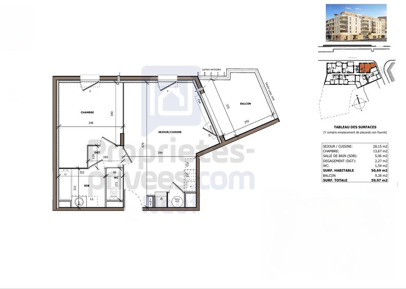 Appartement - 50 m² - 2 pièces