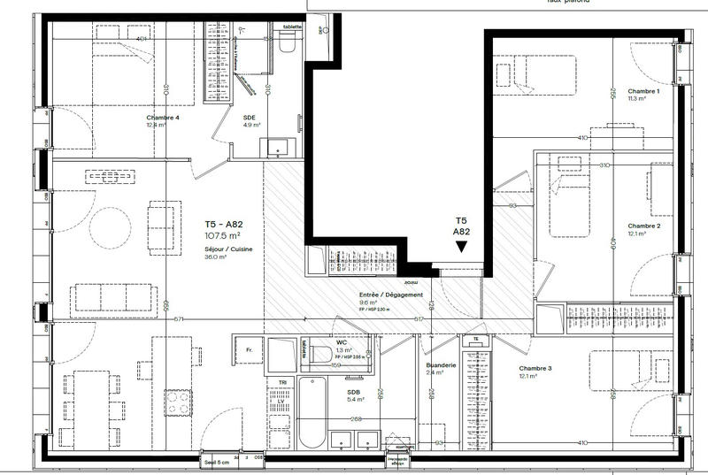 Appartement - 109 m² - 5 pièces