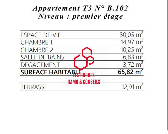 Appartement - 66 m² - 3 pièces