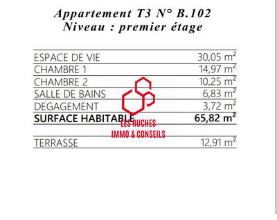 Appartement - 66 m² - 3 pièces