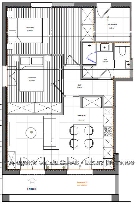 Appartement - 60 m² - 3 pièces