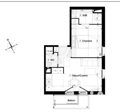 Appartement - 43 m² - 2 pièces