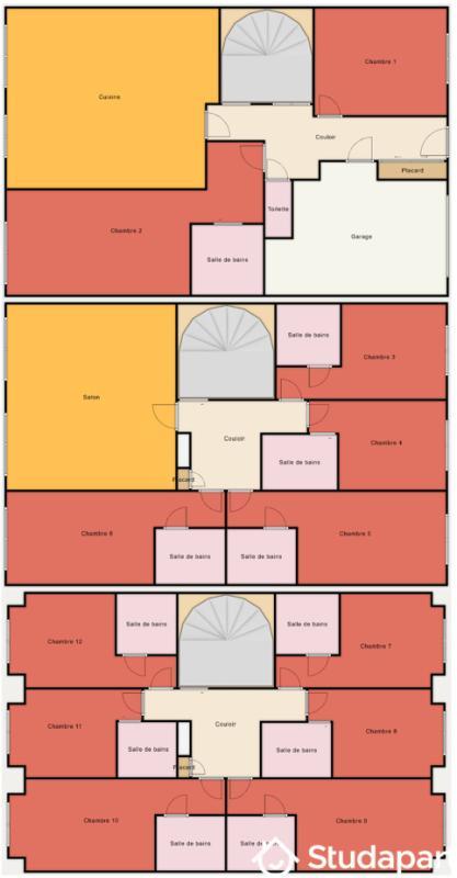 Chambre - 18 m² - 1 pièce