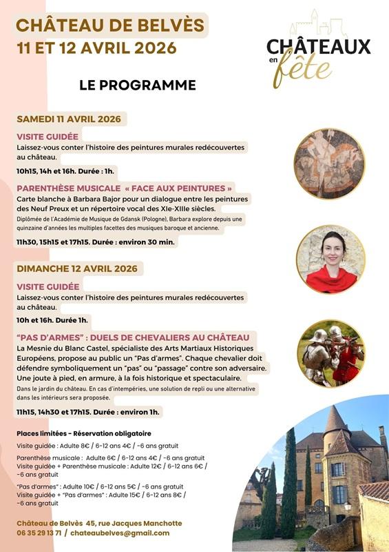 Visites guidées, parenthèse musicale, duels de chevaliers Château de Belvès-Château en fêtes