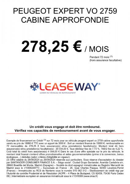 Peugeot Expert Fg 229 L2h1 2.0 Hdi Fap 125 Cabine Approfondie Confort