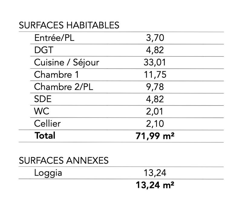 Appartement - 72 m² - 3 pièces